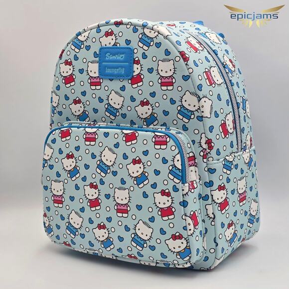 Loungefly Hello Kitty And Dear Daniel Allover Print Blue Mini Backpack Bag New - Picture 3 of 5